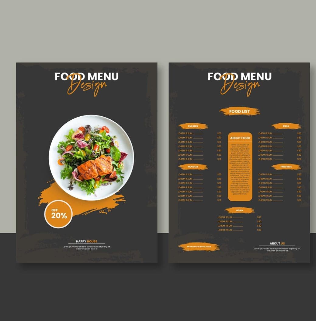 A4 Menu Card design 2